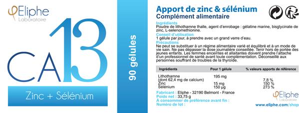 Eliphe CA13 Zinc & Sélénium packaging